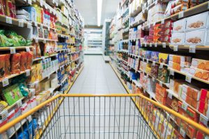 shopping trolley in supermarket 